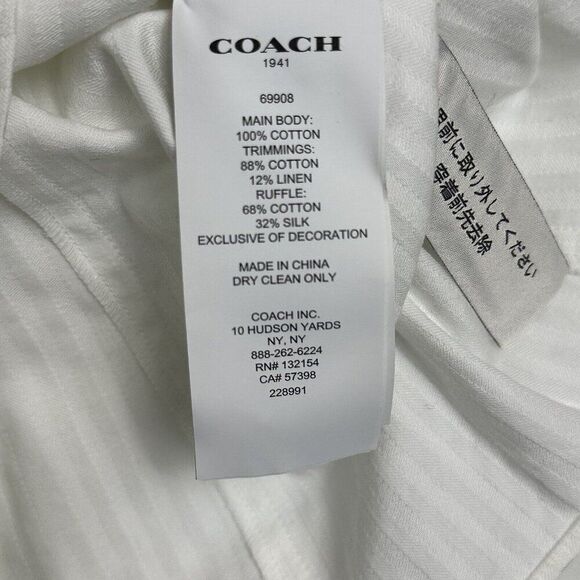 NWT Coach Sleeveless Cotton‎ Silk Ruffle Top Size 4 Lace Eyelet Studded Feminine - Picture 8 of 15